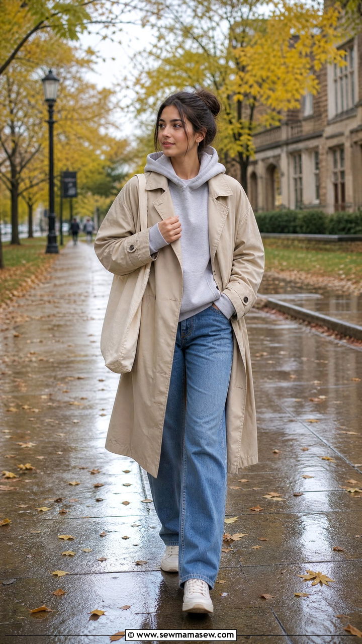 Trench Coat Hoodie College Outfit - 30 College outfit ideas casual 2026