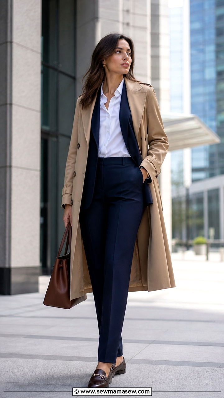 Trench Coat Layered Over Blazer Outfit - 40 trench coat outfit ideas