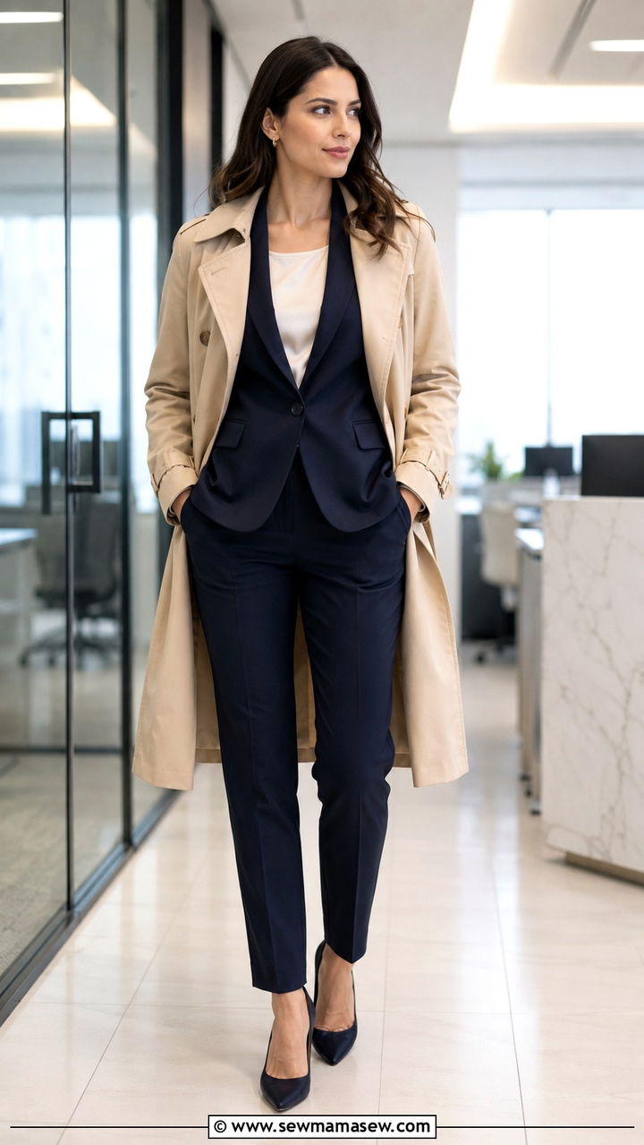 Trench Coat Layered Over a Blazer for Maximum Polish - 30 trench coat outfits inspo