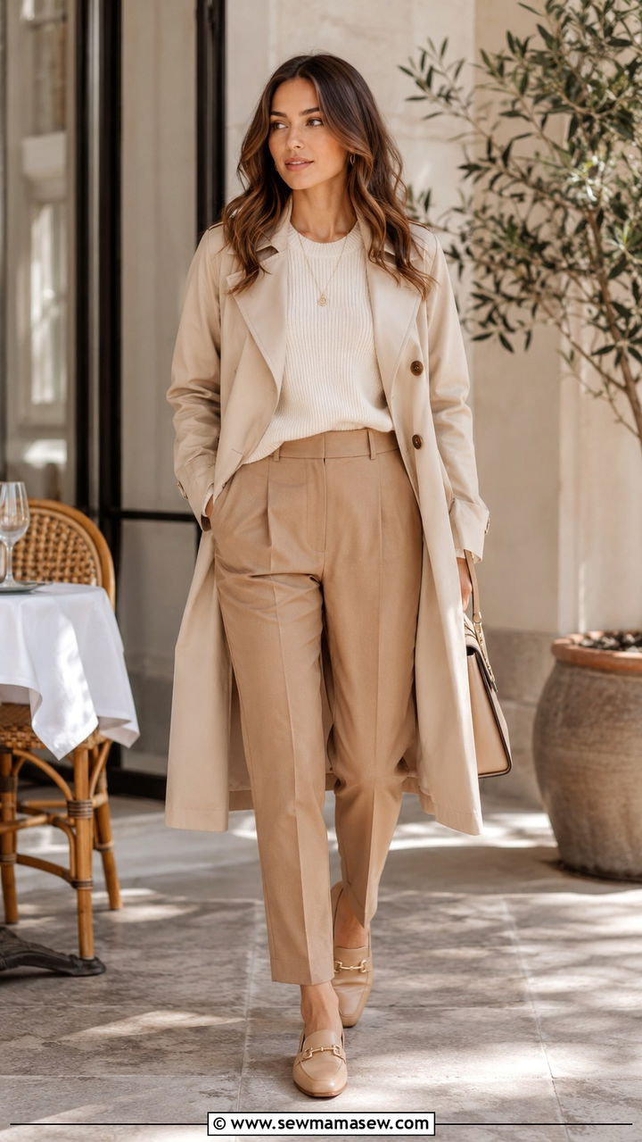 Trench Coat Monochrome Beige Outfit - 30 Spring outfits with trench coats
