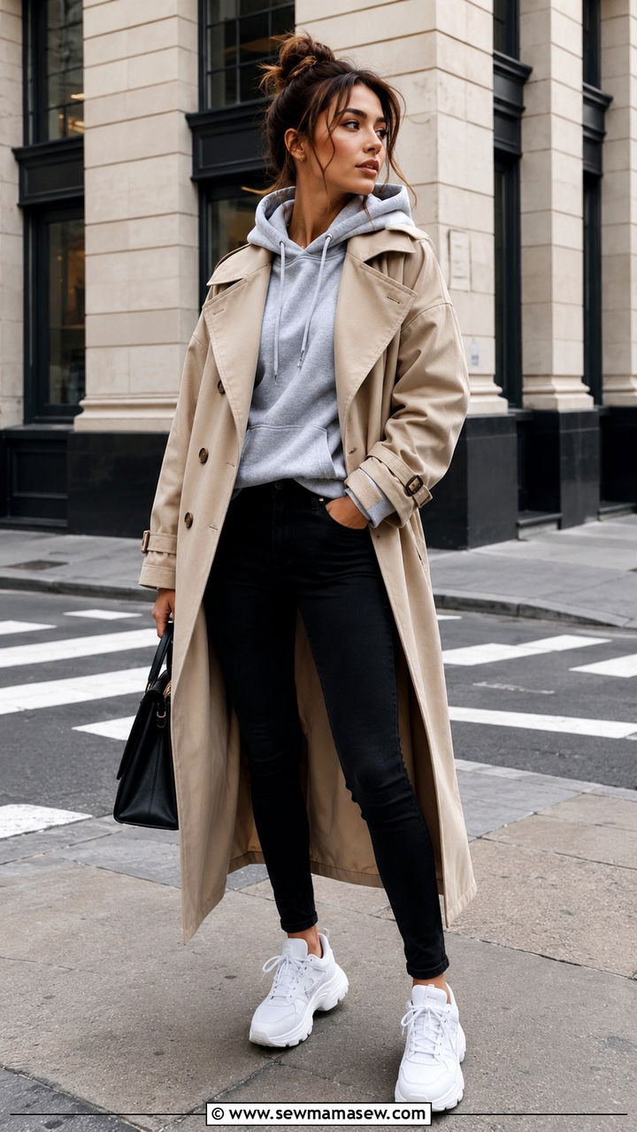 Trench Coat Outfit With Black Jeans And Hoodie - 25 Black jeans outfit ideas with a trench coat