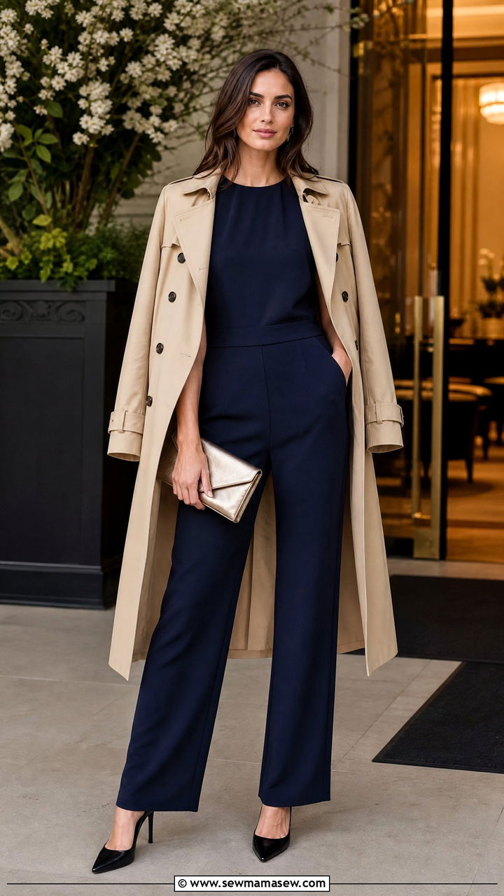 Trench Coat Over A Jumpsuit - 30 classy trench coat outfits