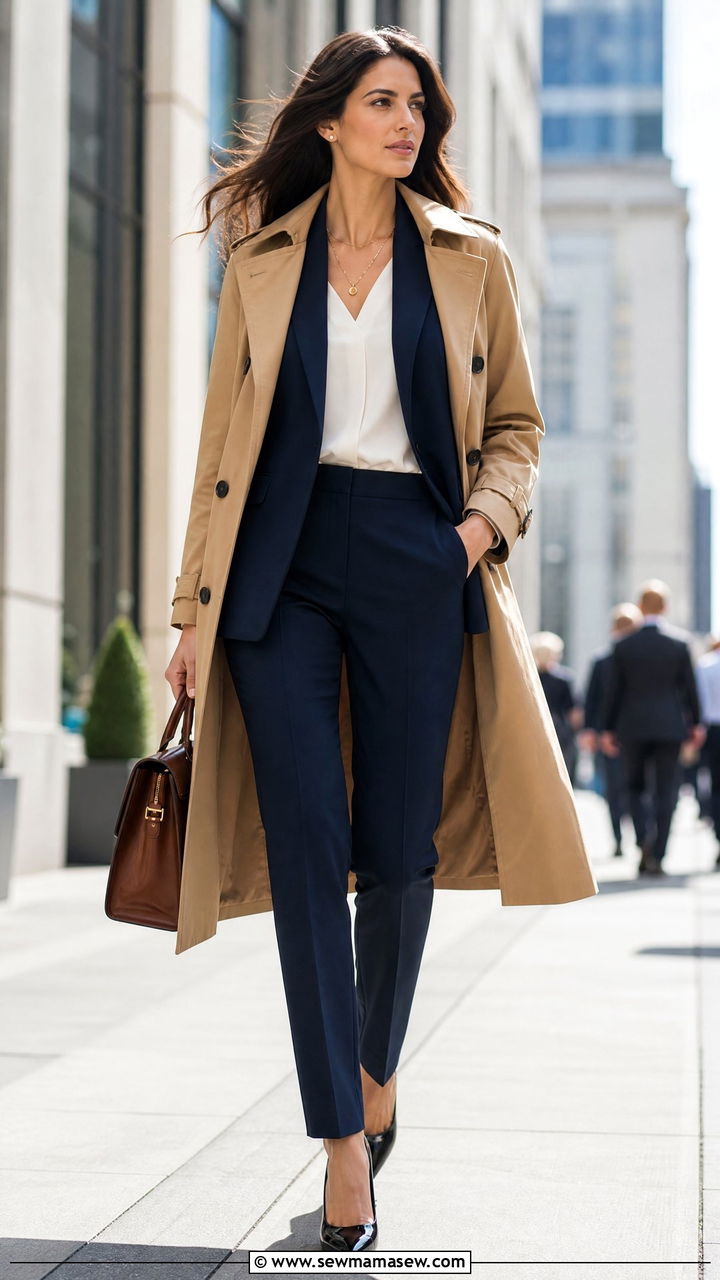 Trench Coat With A Tailored Suit - 30 classy trench coat outfits