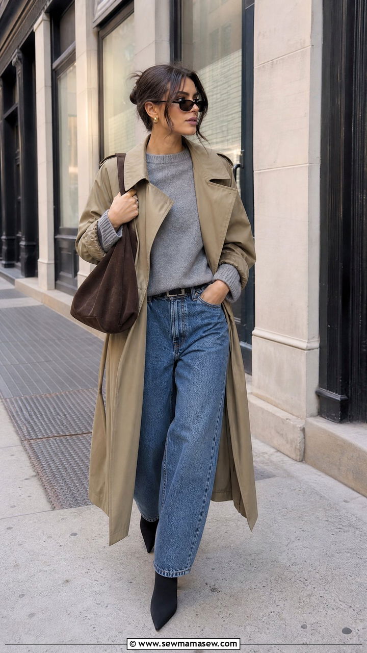 Trench Coat With Barrel Leg Jeans - 30 chic trench coat outfit ideas