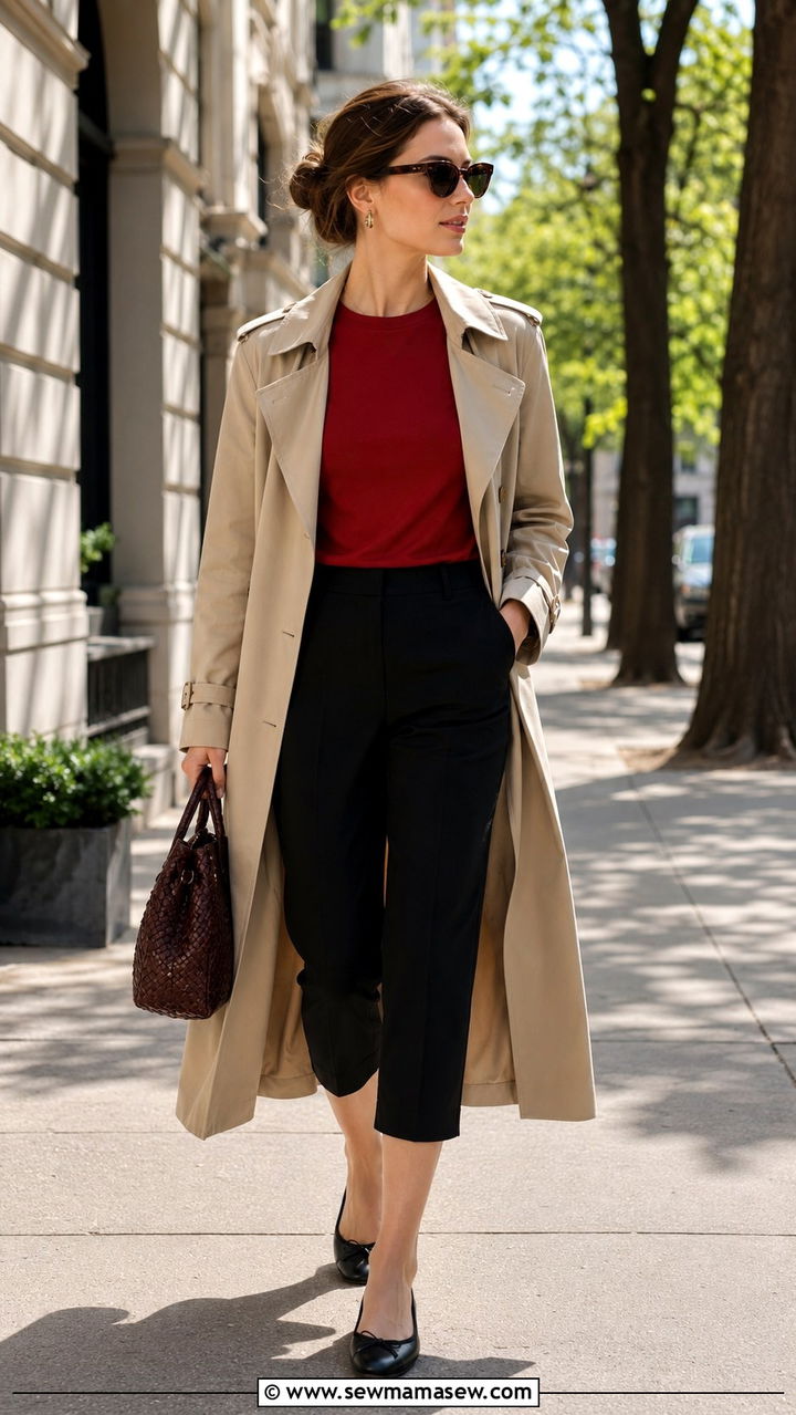 Trench Coat With Capri Pants - 30 transitional cute outfit ideas