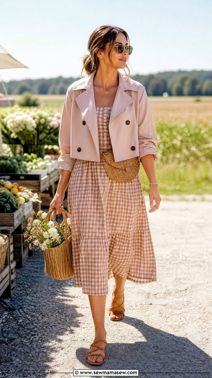 Trench Coat With Cotton Sundress Outfit - 30 Summer outfits with trench coat