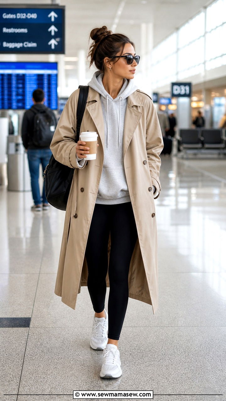 Trench Coat With Hoodie And Leggings - 40 What to wear in Amsterdam