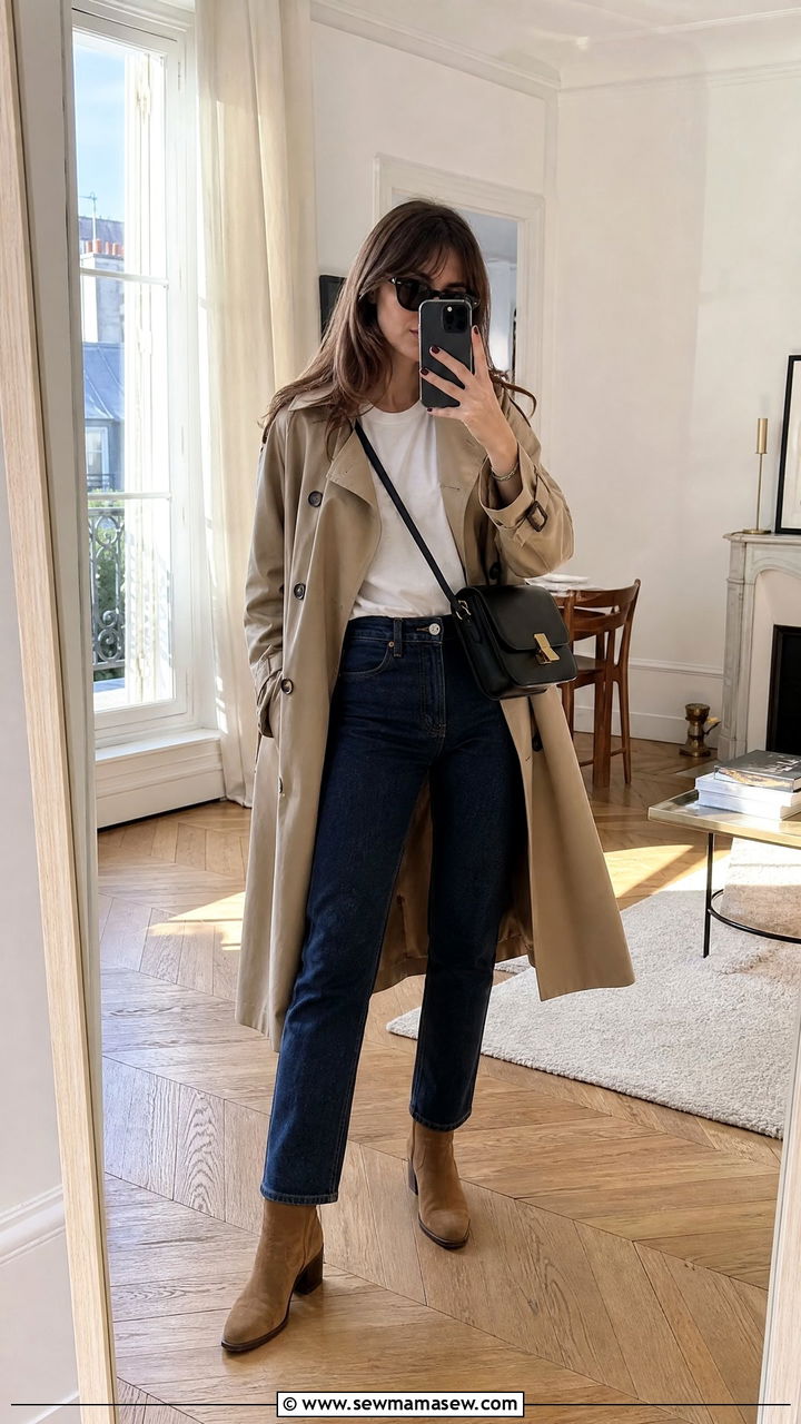 Trench Coat With Jeans Outfit - 30 French girl outfit ideas with jeans