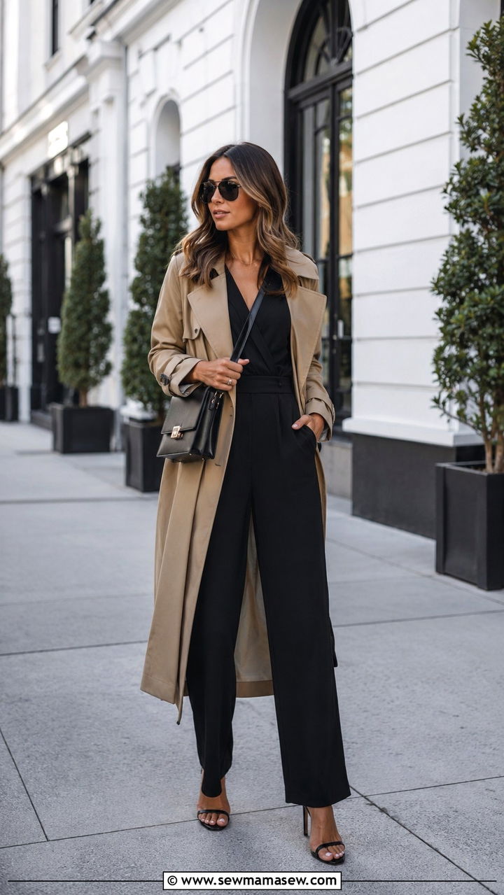 Trench Coat With Jumpsuit Outfit - 30 spring trench coat outfit ideas