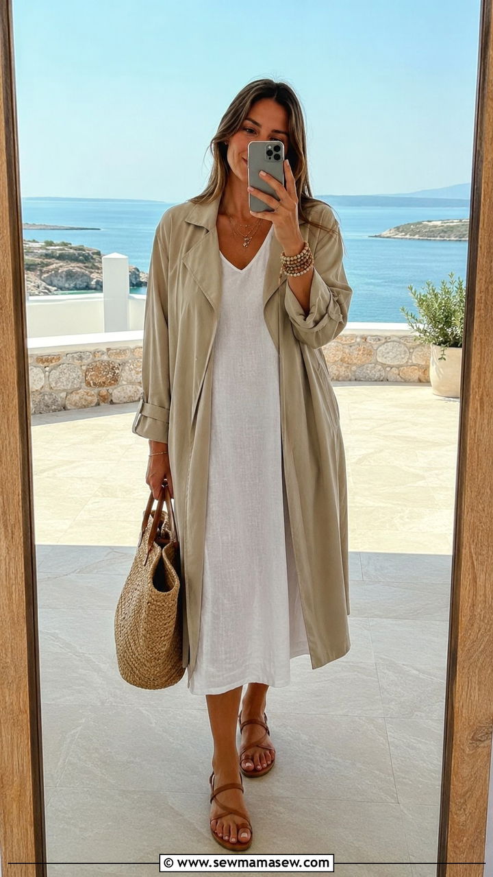 Trench Coat With Linen Dress Outfit - 30 spring trench coat outfit ideas