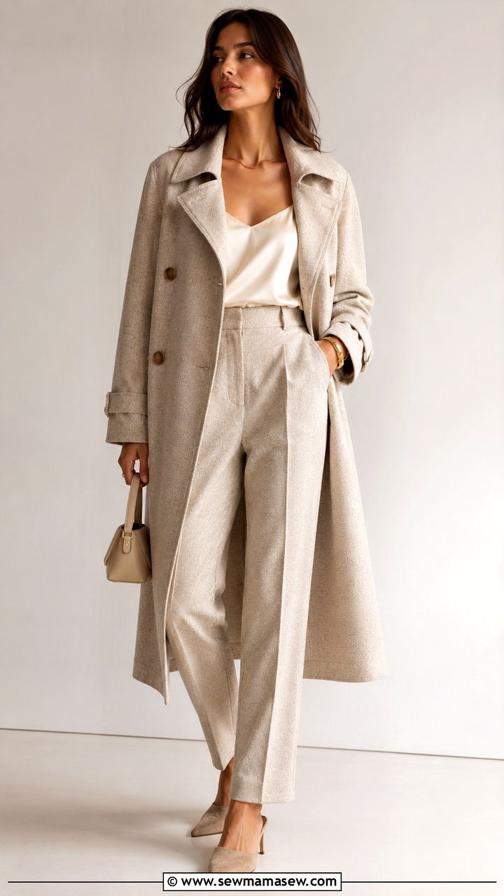 Trench Coat With Matching Trousers Set - 30 Quiet luxury outfit ideas with trench coat