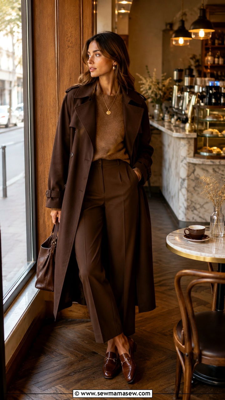 Trench Coat With Monochrome Brown Tones - 30 chic trench coat outfit ideas
