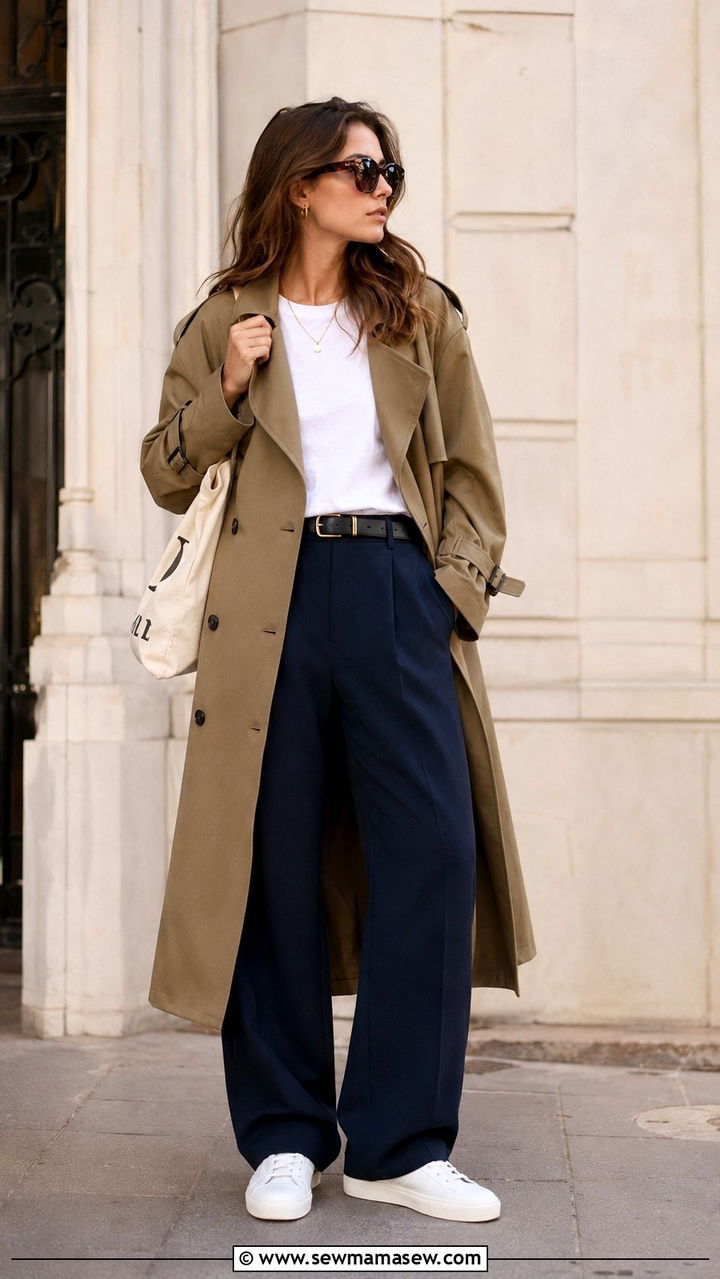 Trench Coat With Relaxed Trousers Outfit - 25 2026 fashion trends women casual