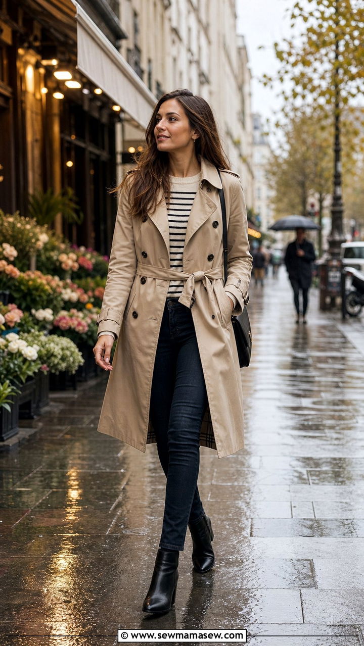 Trench Coat With Skinny Jeans And Ankle Boots Outfit - 25 Cute outfits for skinny women
