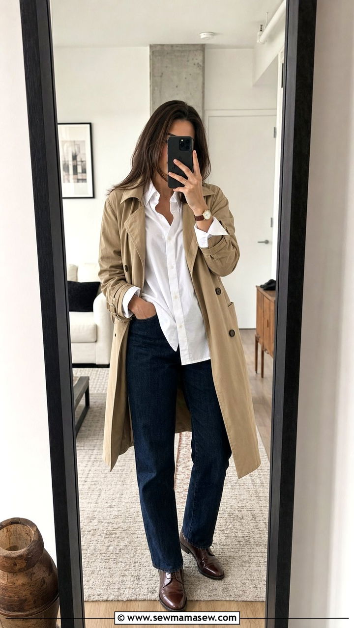 Trench Coat With Straight Leg Jeans And A Button Down Shirt - 25 Straight leg jeans outfit ideas with a trench coat