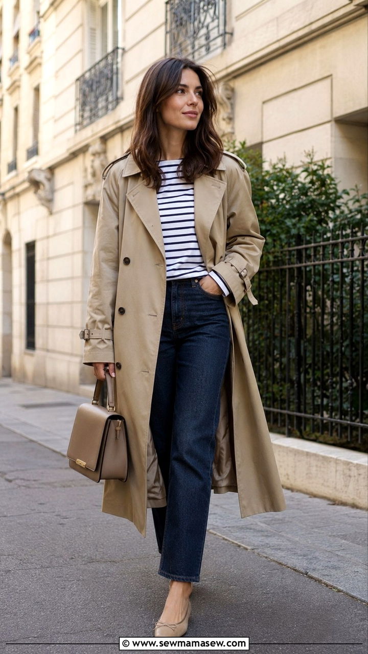 Trench Coat With Straight Leg Jeans And Ballet Flats - 30 Pinterest outfits to copy