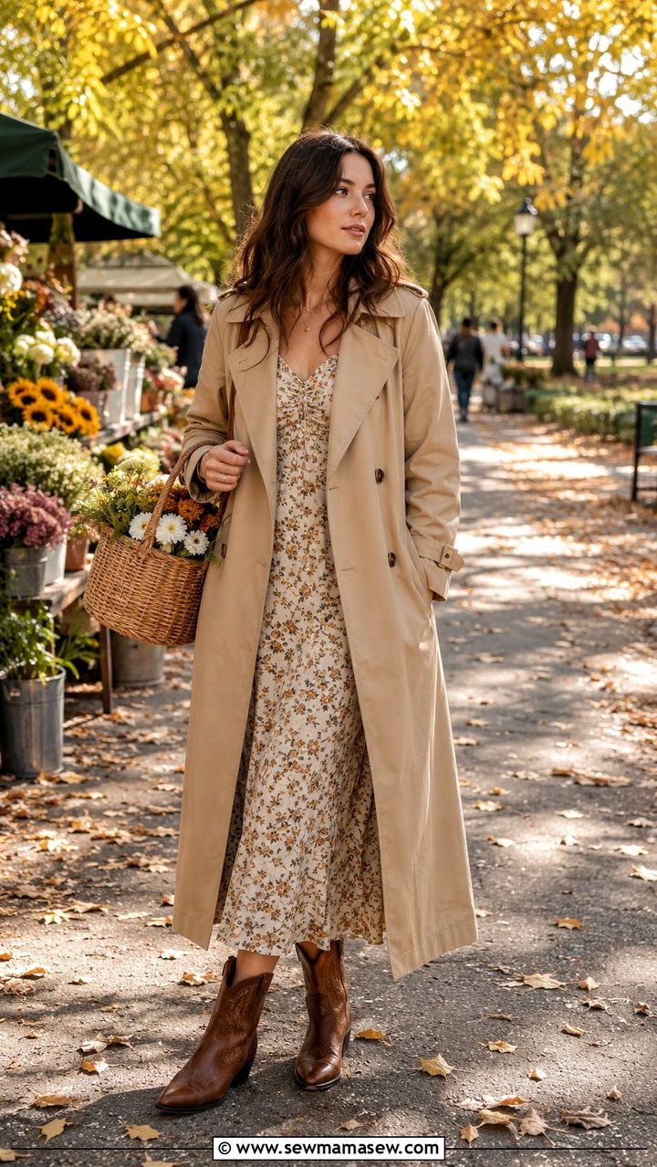 Trench Coat With Western Style Ankle Boots - 30 Long trench coat outfit ideas with boots