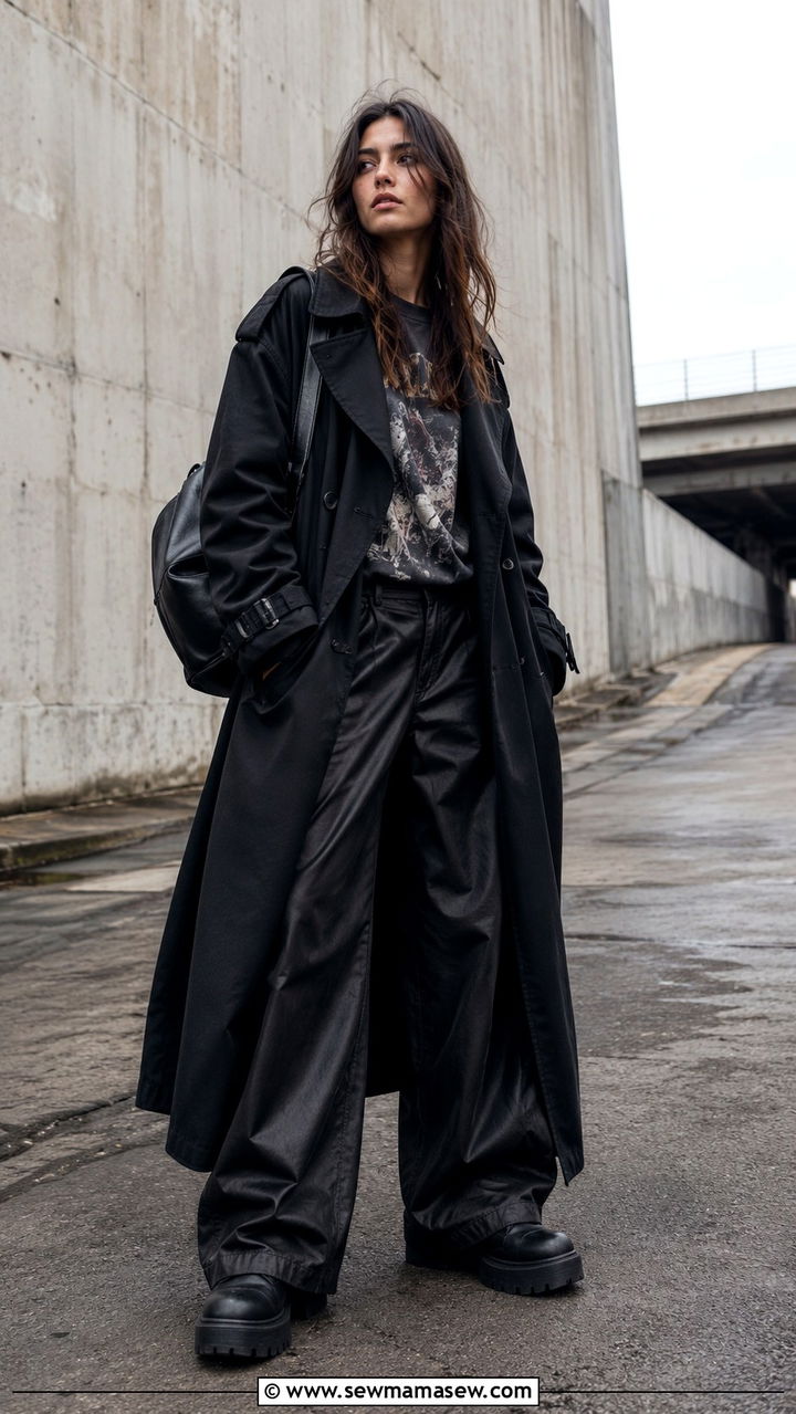 Trench Coat With Wide Leg Trousers And Chunky Boots Outfit - 25 Wide leg trousers outfit ideas with a trench coat