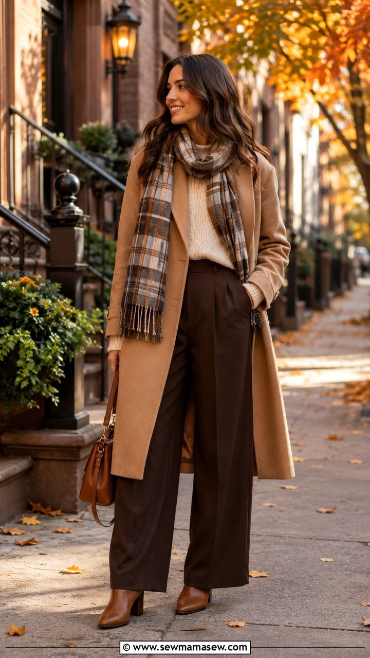 Trench Coat With Wide Leg Trousers And Knit Sweater Outfit - 25 Wide leg trousers outfit ideas with a trench coat