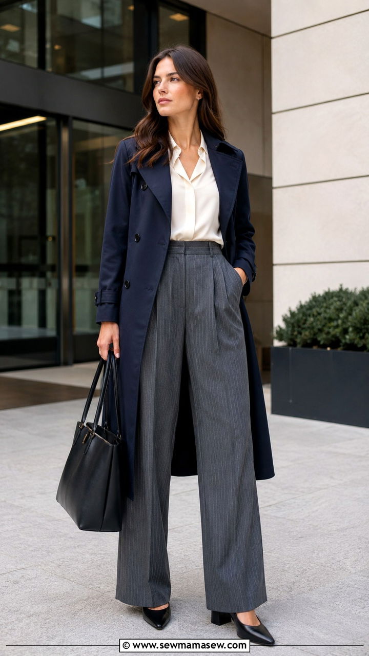 Trench Coat With Wide Leg Trousers Work Outfit - 25 Wide leg trousers outfit ideas with a trench coat