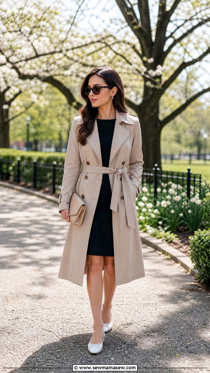 Trench Coat and Ballet Flats Outfit - 25 Quiet luxury outfit ideas petite