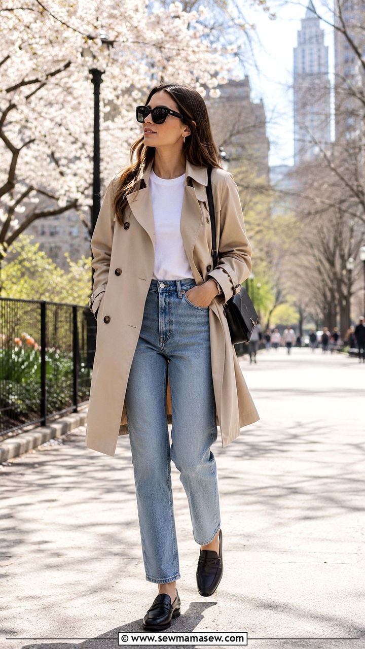 Trench Coat and Bug Eye Sunglasses Spring Outfit - 20 spring outfits with bug eye sunglasses