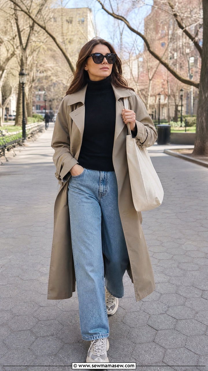 Trench Coat and Sneakers Outfit - 30 casual streetwear outfits