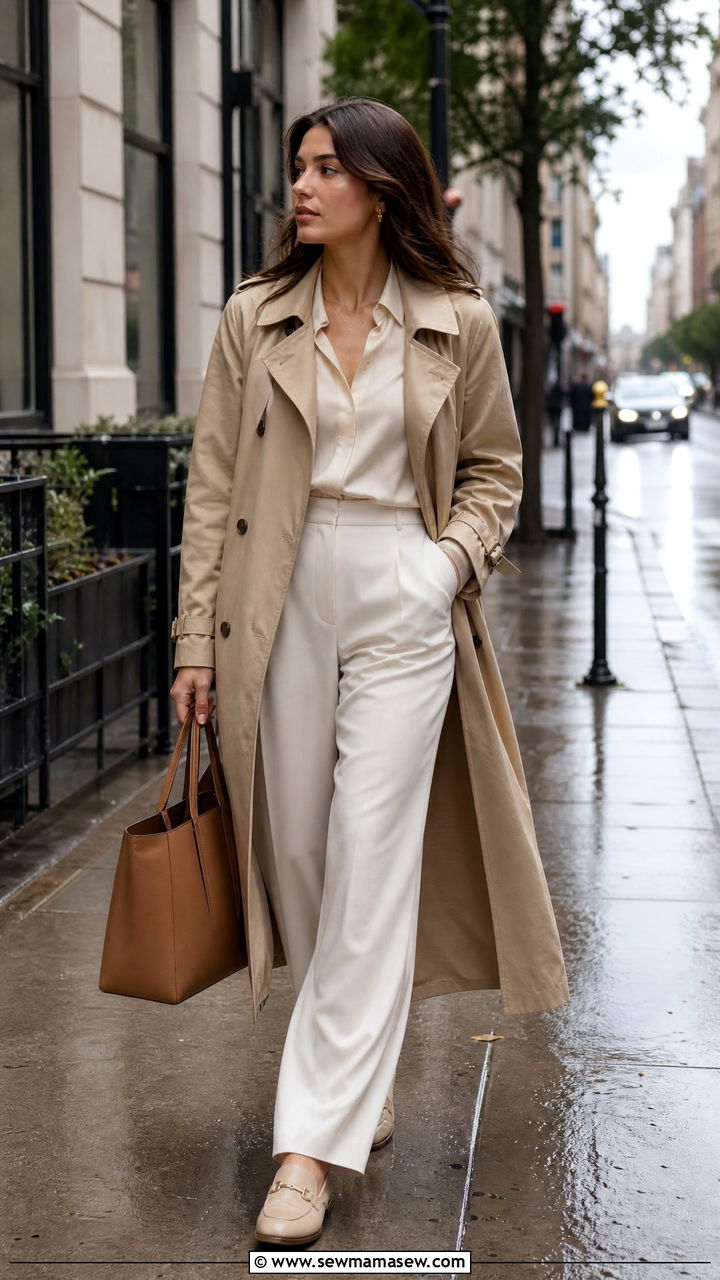Trench Coat and Trousers Spring Internship Outfit - 25 First day of internship outfit ideas
