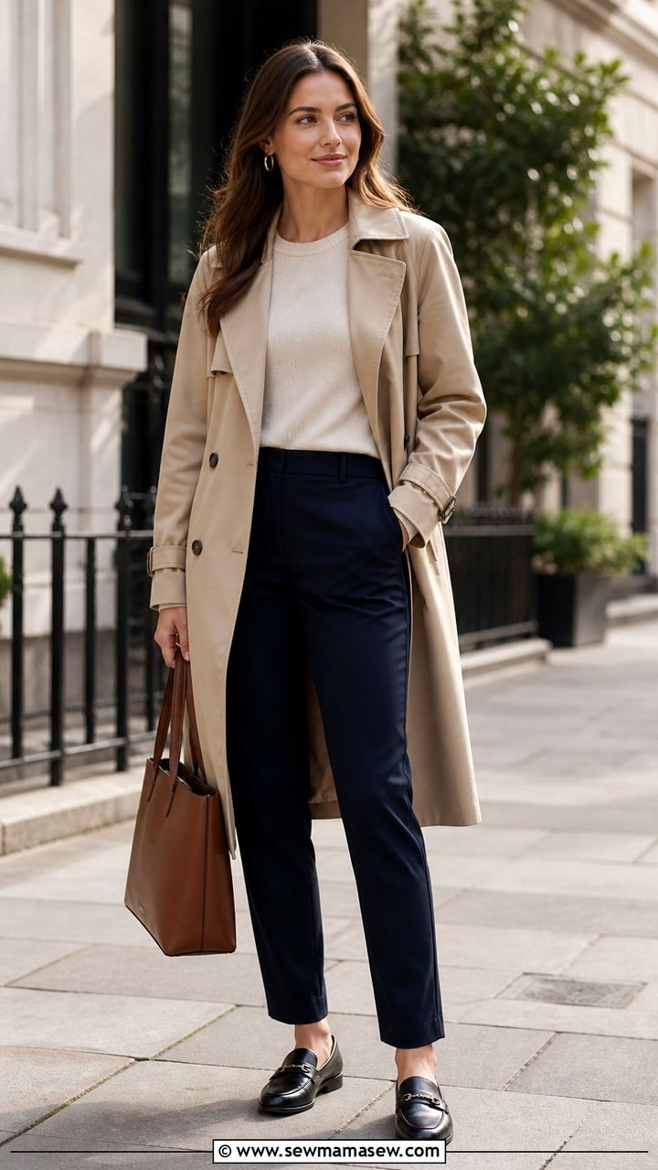 Trench Coat and Trousers Teacher Outfit - 40 Teacher outfit ideas