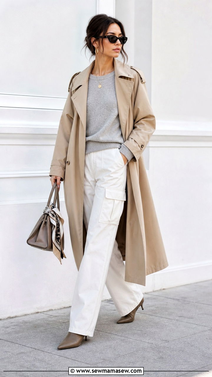 Trench Coat with Cargo Pants Outfit - 40 cargo pants outfits ideas