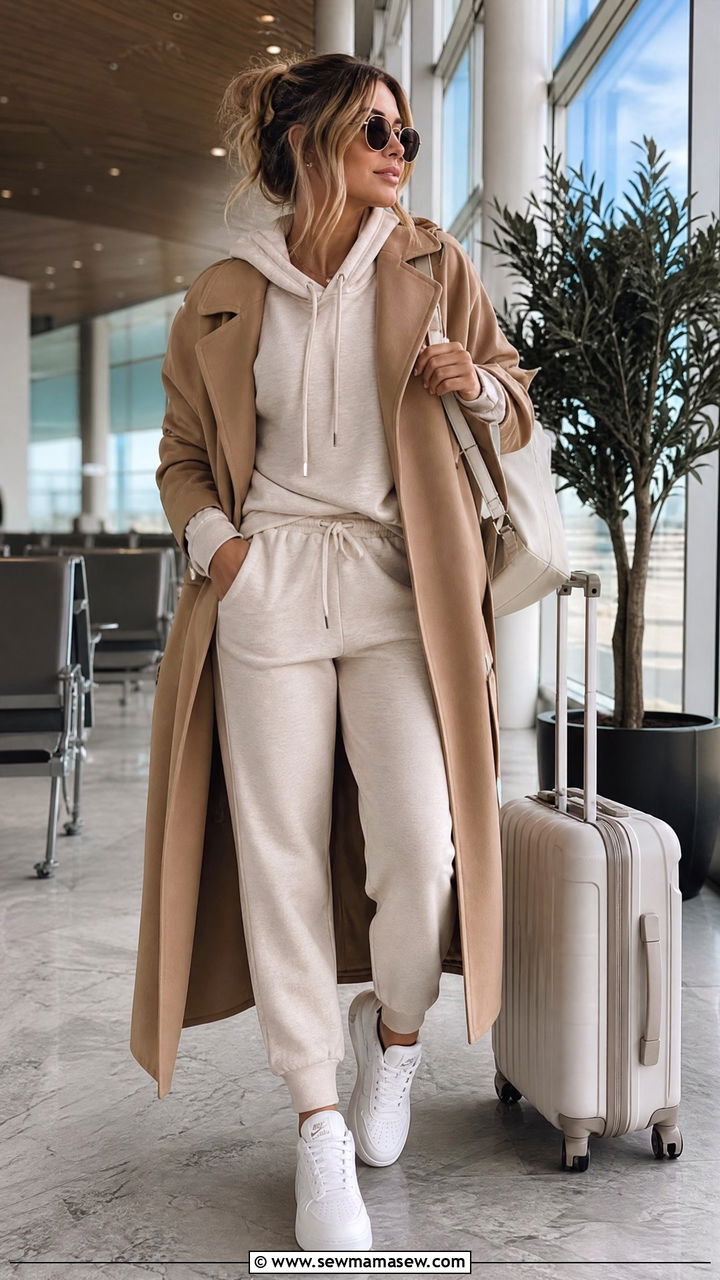 Trench Coat with Joggers and Trainers Outfit - 40 trench coat outfit ideas