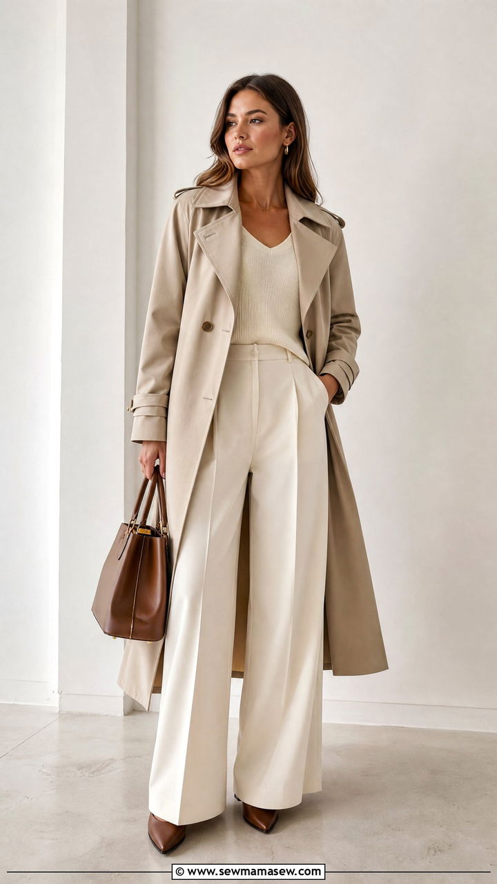 Trench Coat with Matching Tonal Trousers Set - 35 how to style trench coat