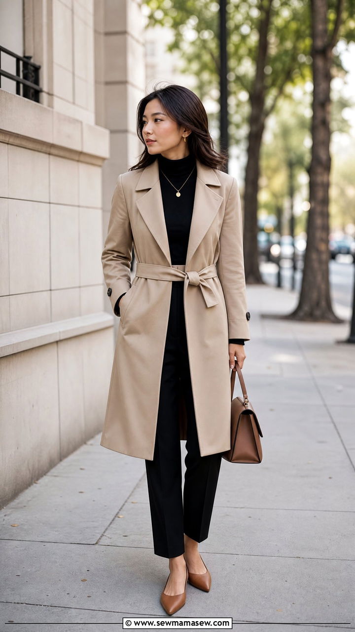 Trench Coat with Pointed Flats Outfit - 25 Quiet luxury outfit ideas petite