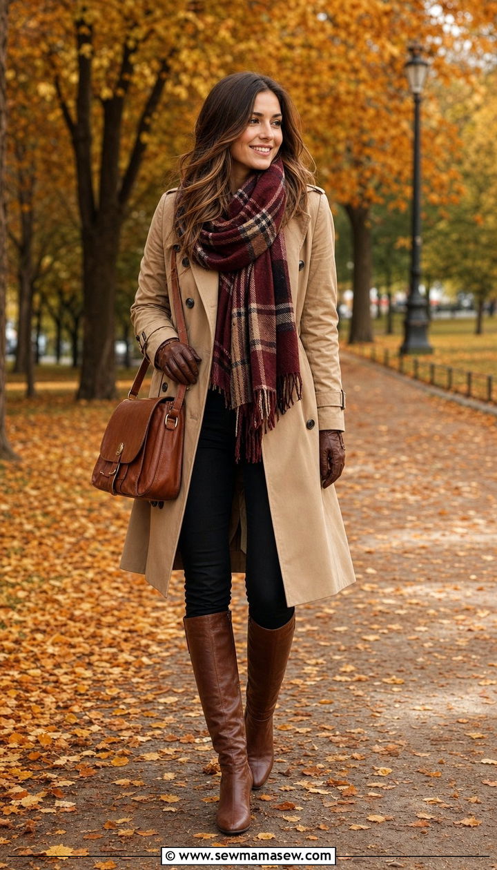 Trench Coat with Skinny Jeans and Oversized Scarf - 25 Skinny jeans outfit ideas with a trench coat