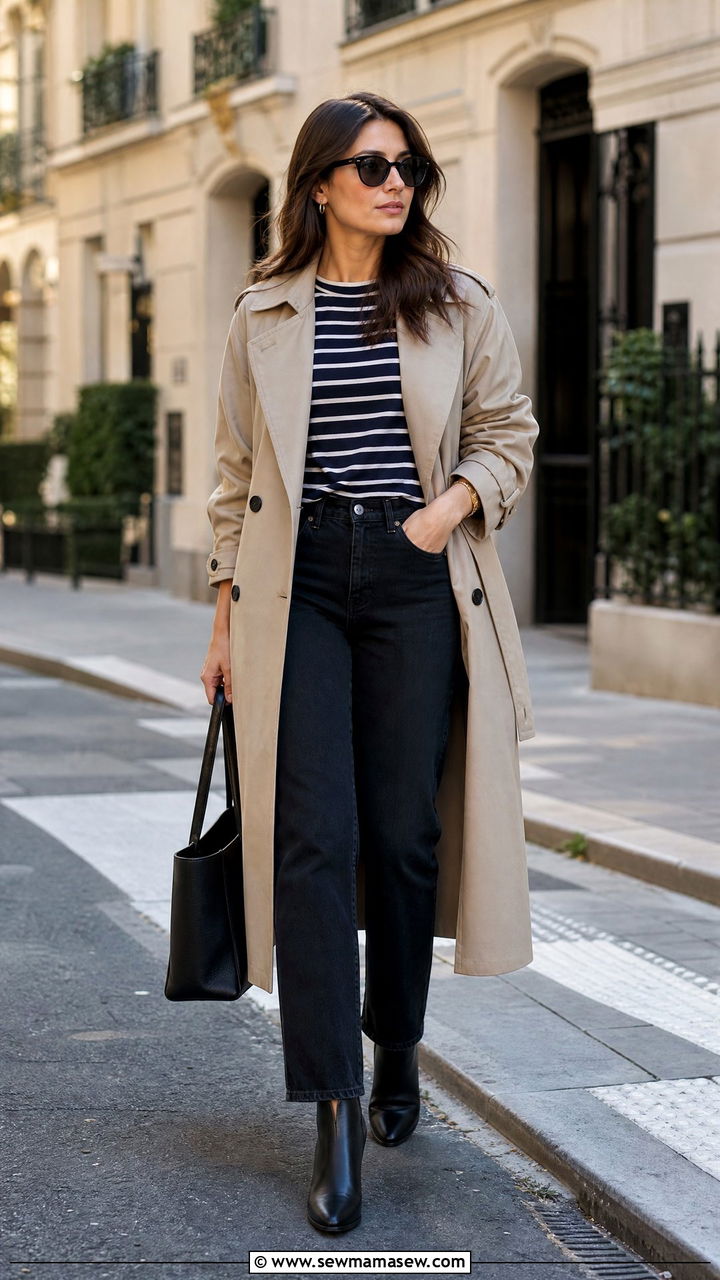 Trench Coat with Straight Leg Jeans Outfit - 25 chic straight leg jeans outfit ideas