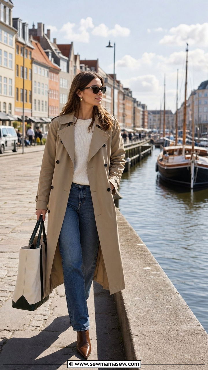 Trench Coat with Straight Leg Jeans Outfit - 25 Copenhagen outfits aesthetic