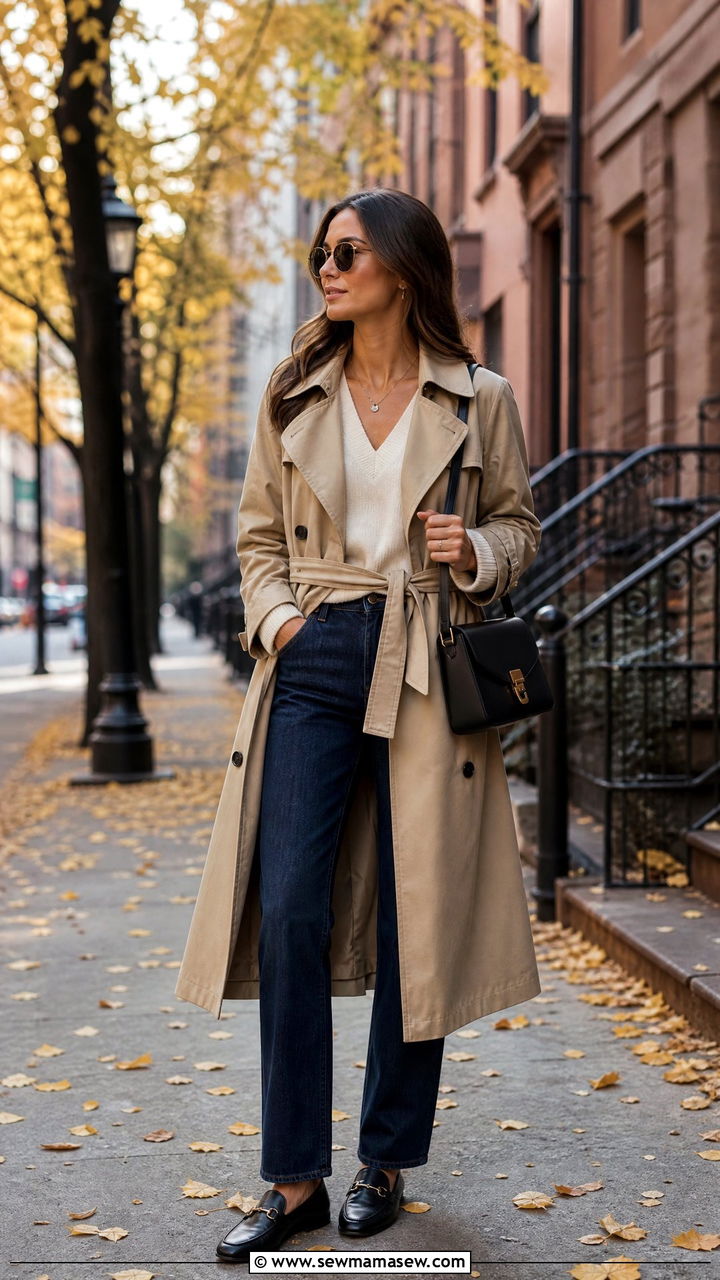 Trench coat and straight leg jeans outfit - 25 How to dress in your 20s