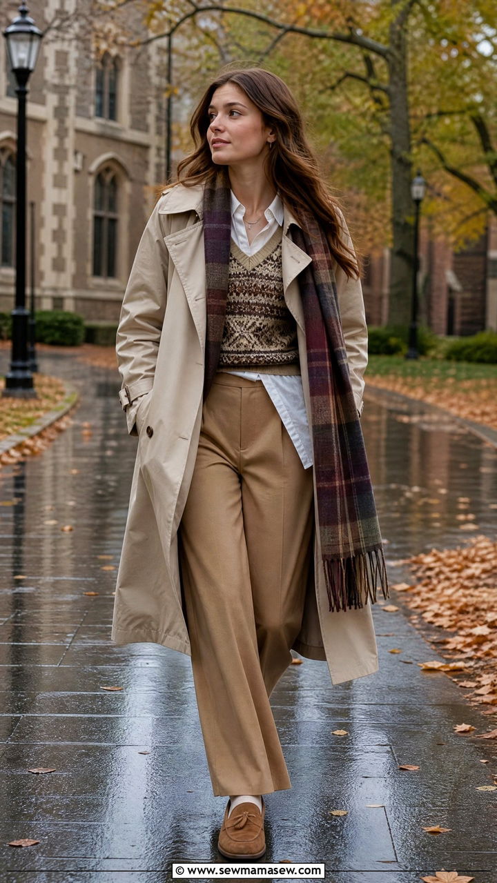 Trench coat over sweater vest light academia outfit - 25 Light academia outfit ideas 2026