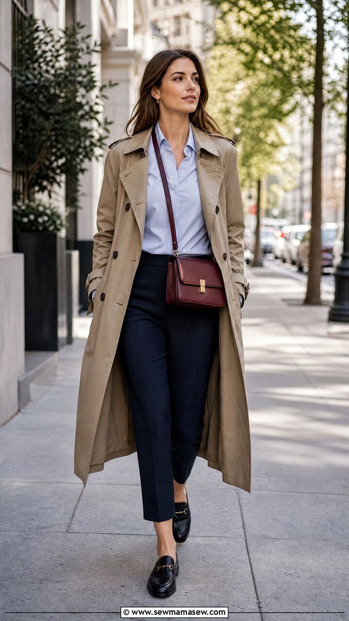 Trench coat with a structured crossbody bag - 20 Spring outfits with crossbody bags
