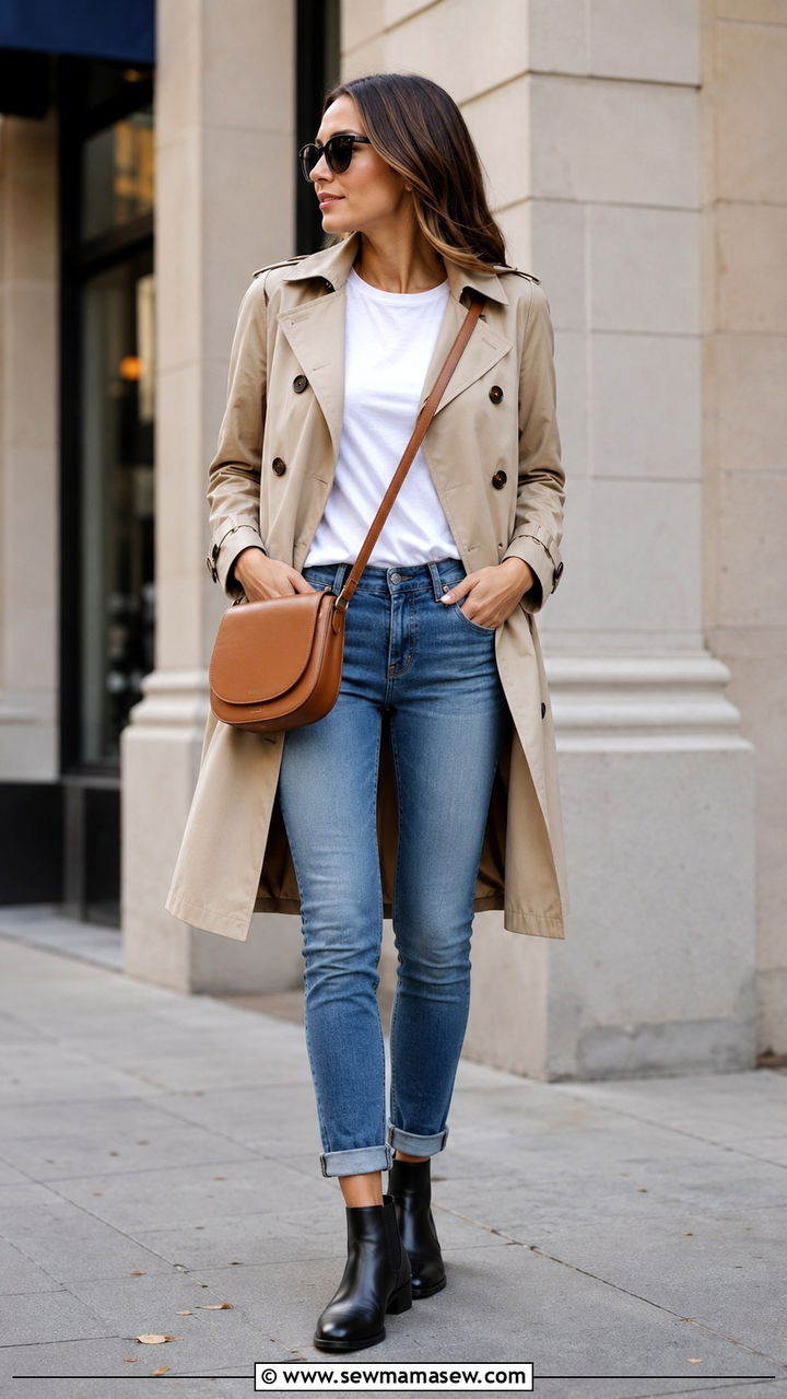 Trench coat with ankle boots - 30 Spring outfits with ankle boots