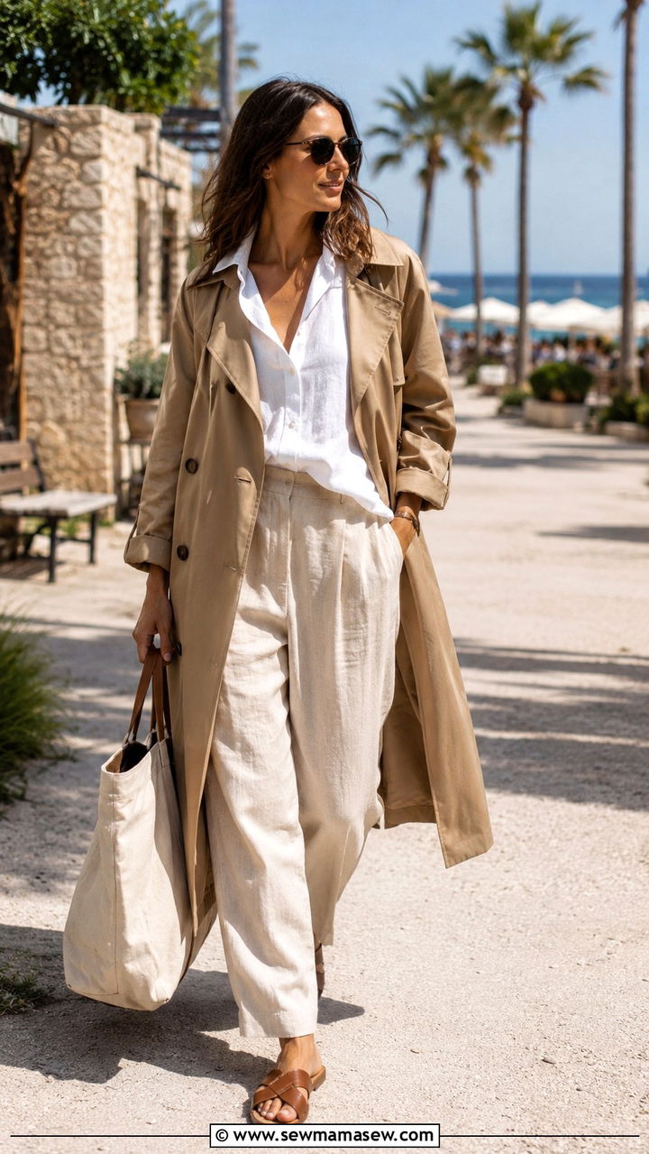 Trench coat with linen trousers - 30 How to style a trench coat in spring