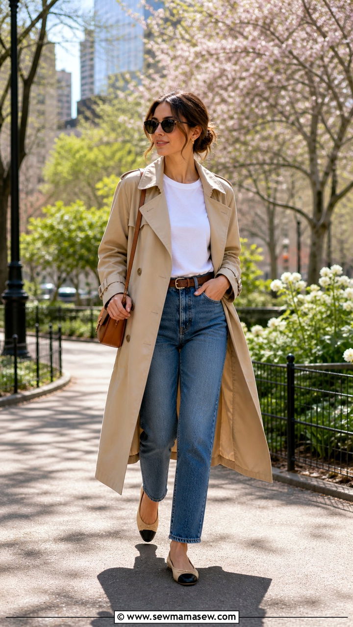 Trench coat with straight leg jeans - 40 What to wear in spring