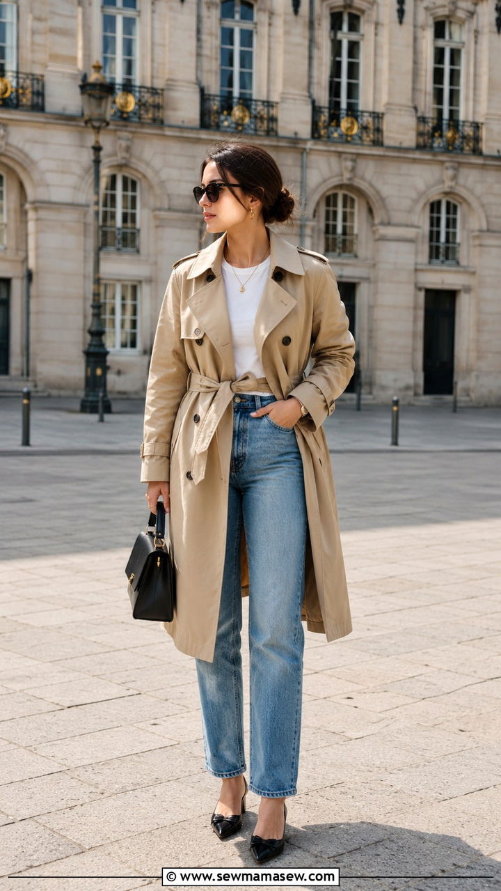 Trench coat with straight leg jeans petite - 30 Petite outfit ideas to balance proportions