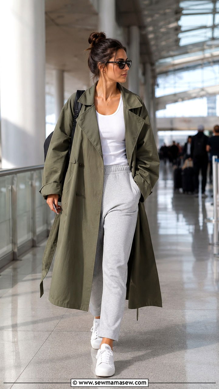 Trench coat with sweatpants and sneakers - 30 How to style a trench coat in spring