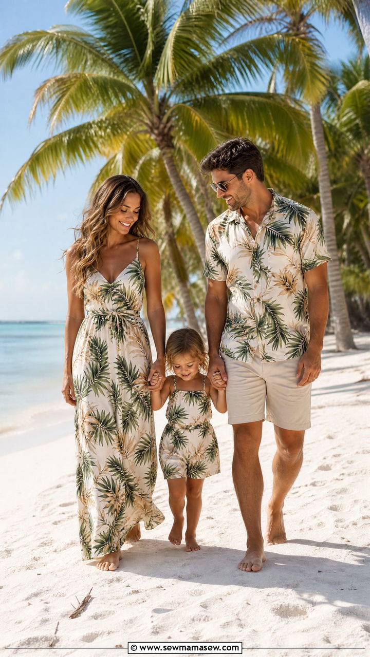 Tropical Print Family Beach Outfit - 30 Family beach photo outfit ideas
