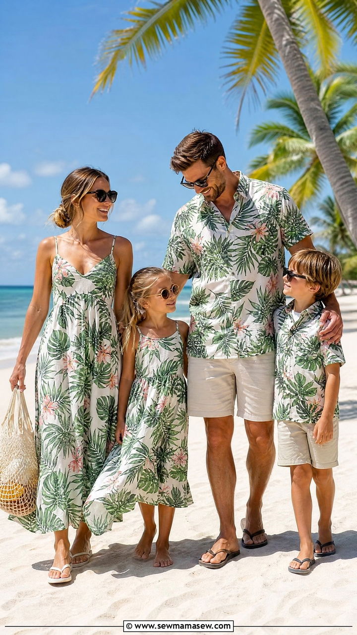 Tropical Print Matching Family Set - 30 Summer outfits for family vacation