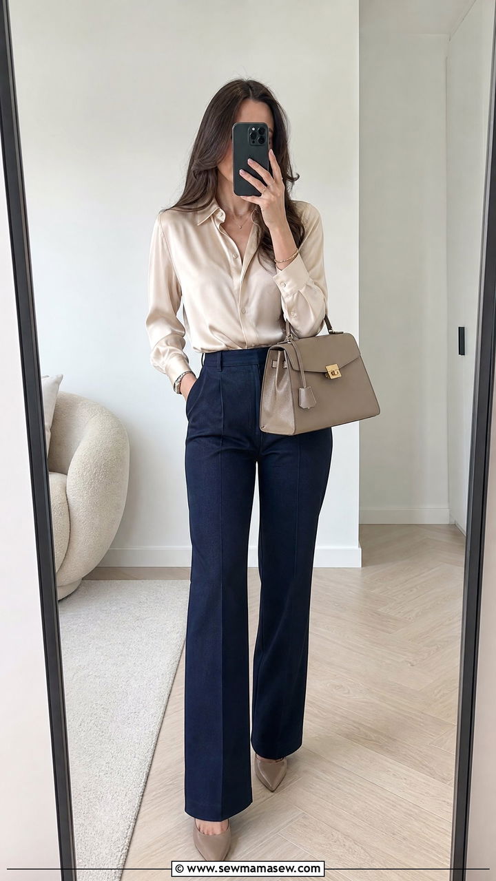 Trouser Jeans And Silk Blouse Outfit - 25 jeans outfits aesthetic