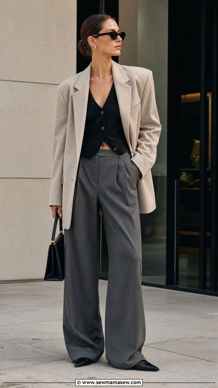 Trousers With Vest Top And Oversized Blazer - 35 How to style trousers