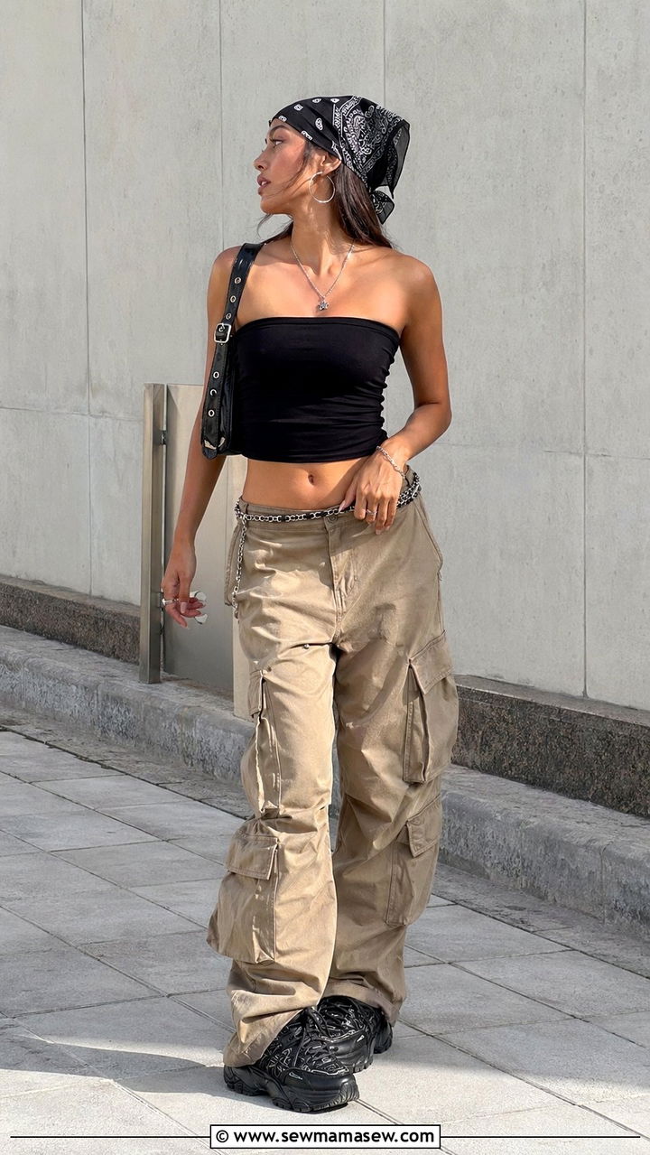 Tube Top With Cargo Pants - 30 Y2K outfits ideas