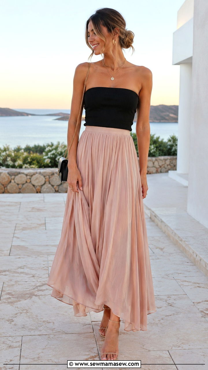Tube Top With Flowy Maxi Skirt - 30 Early summer outfits